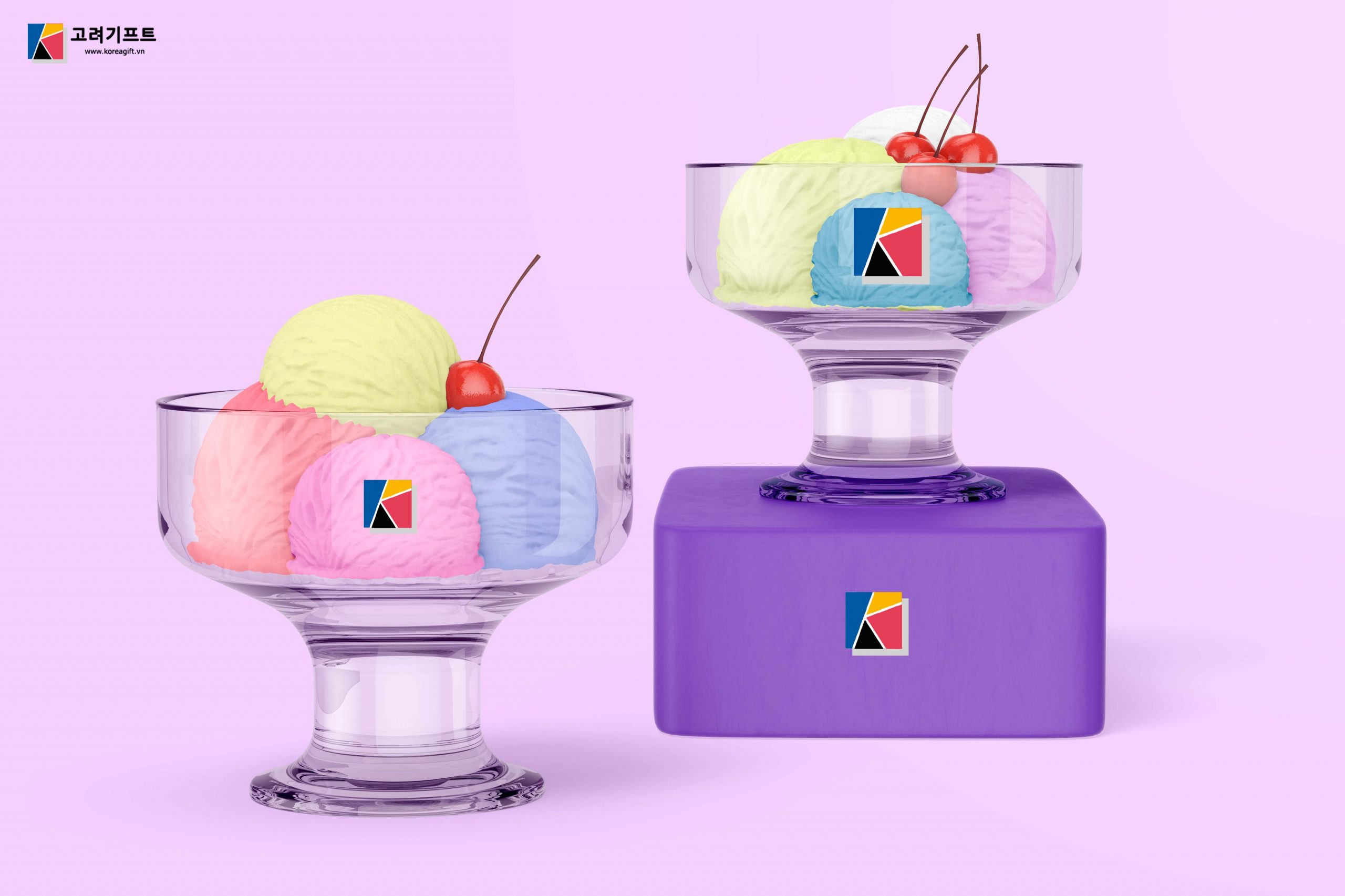 Small Glass Dessert Cups Mockup