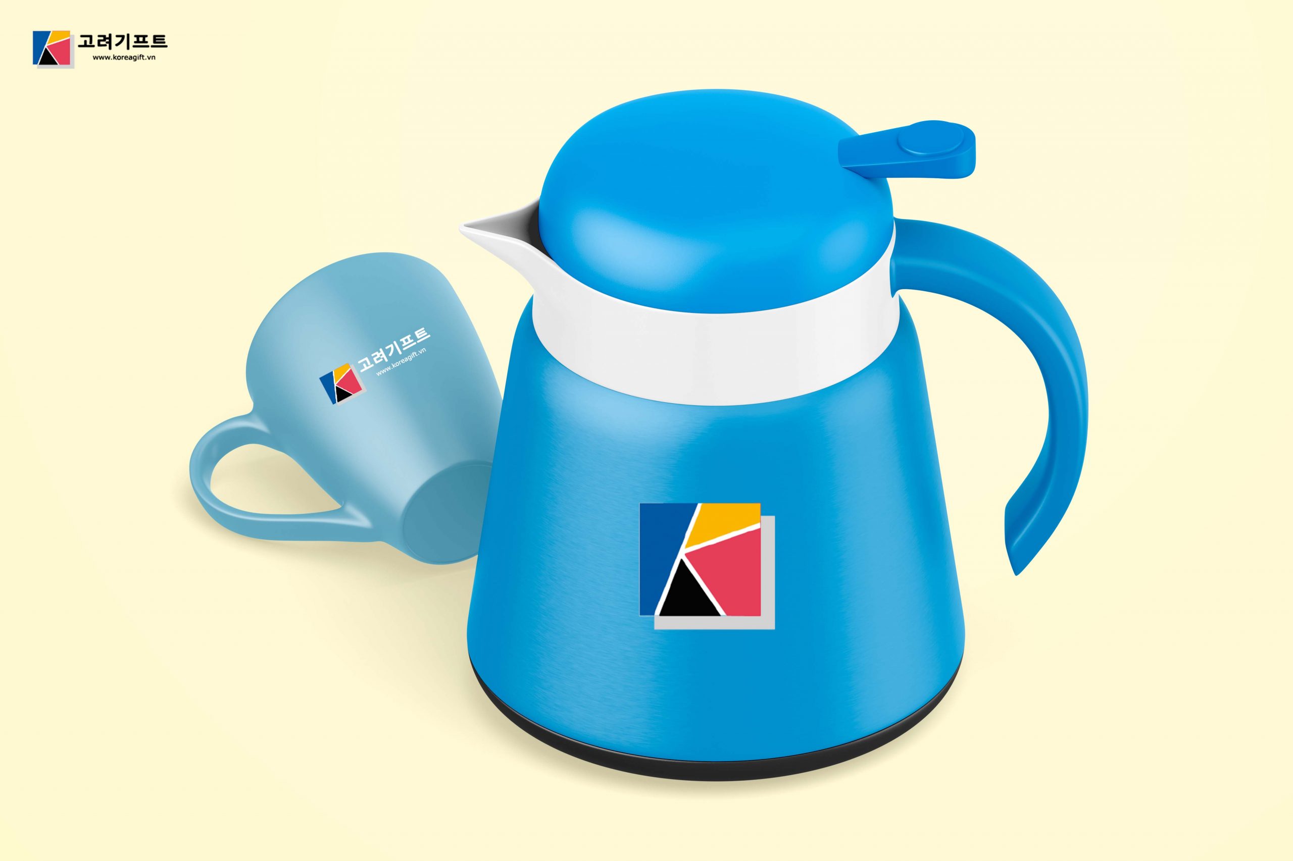 Thermal Tea Pot Mockup Isometric Left View