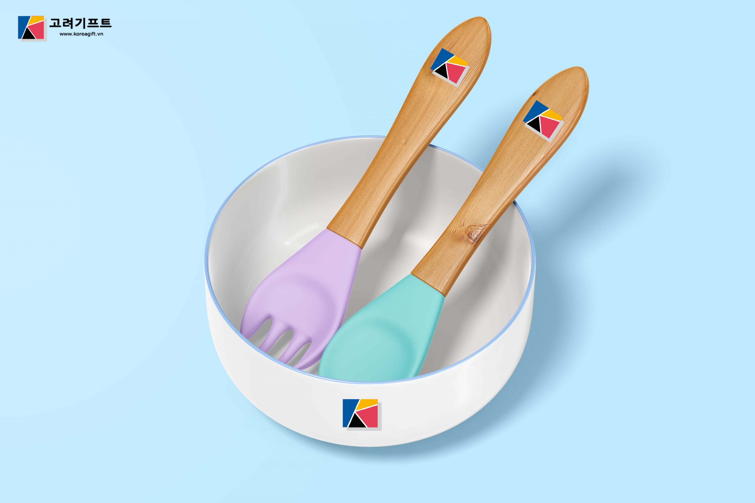 Wooden Spoon And Fork With Bowl Mockup